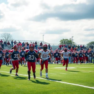 Players participating in a high school football game