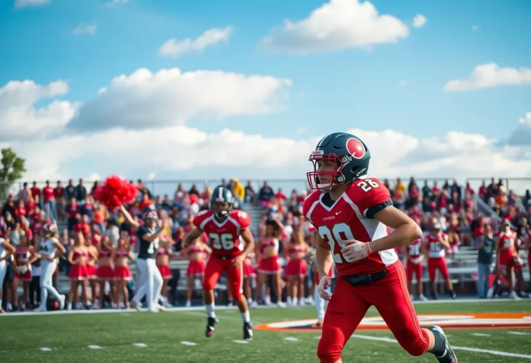 Young athletes playing high school football