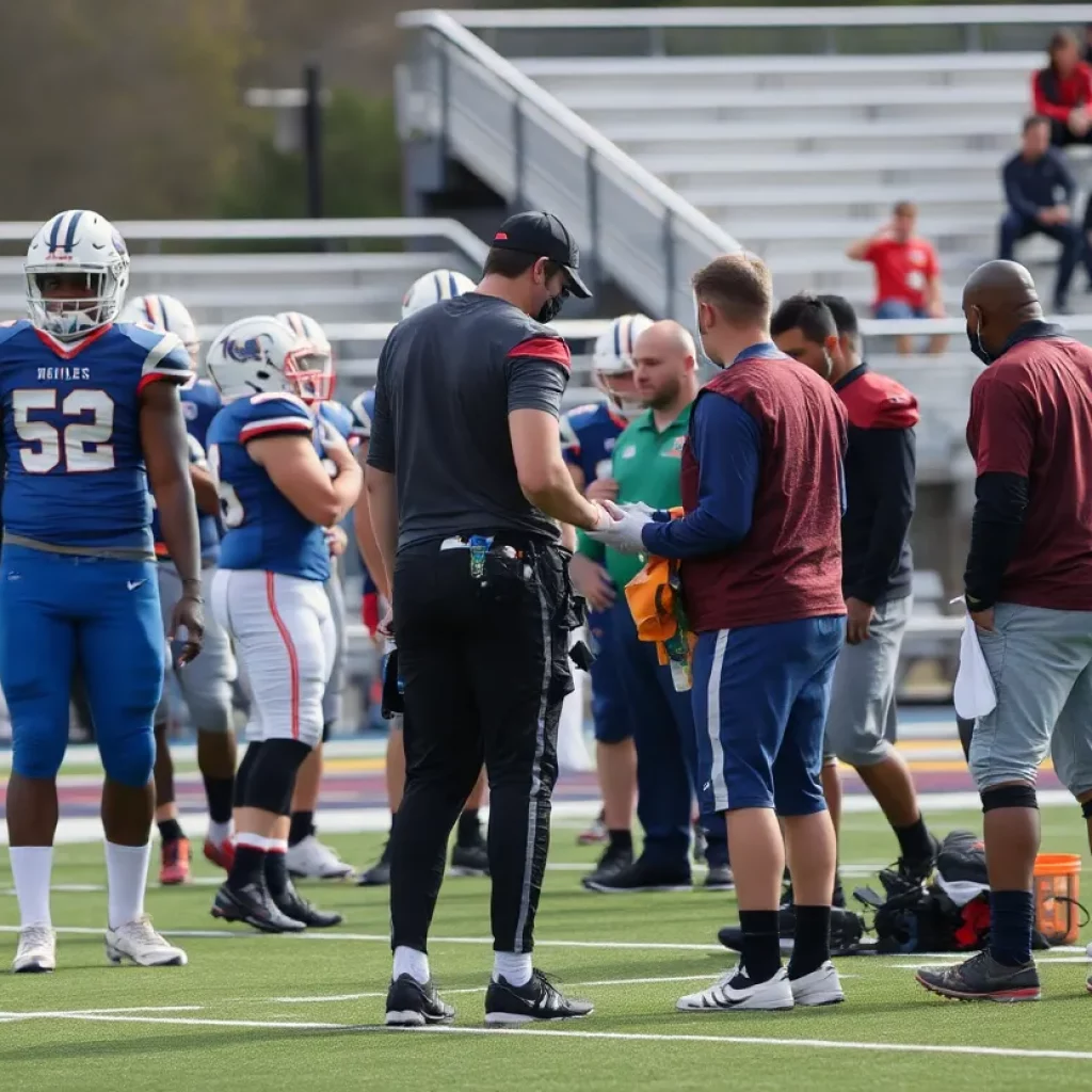 Emergency medical response on a high school football field