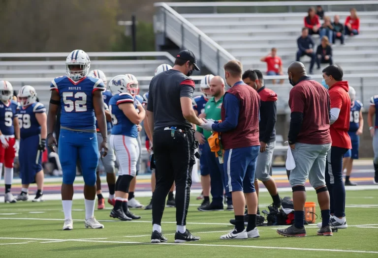 Emergency medical response on a high school football field