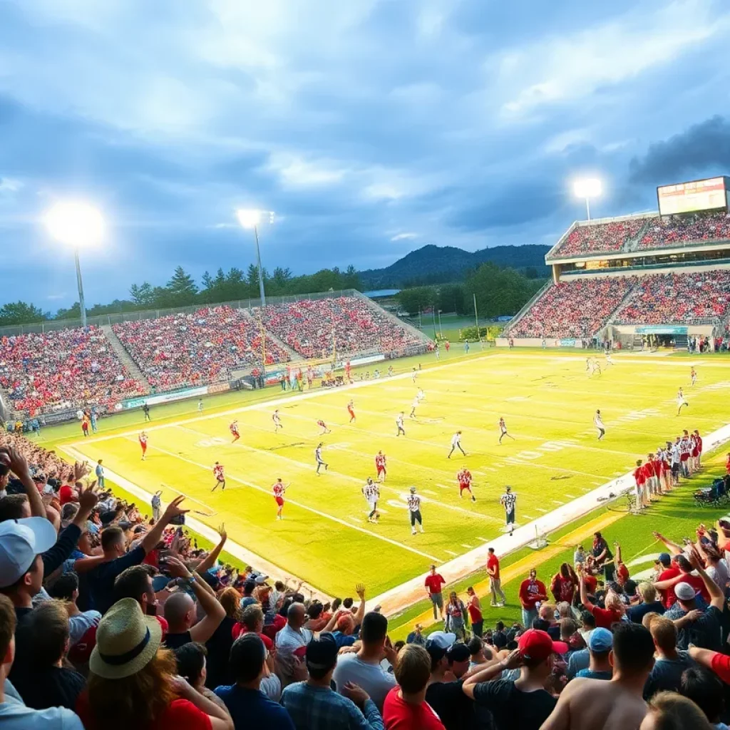 Football players in action during the game between Parker Thundering Herd and Mountain Brook Spartans