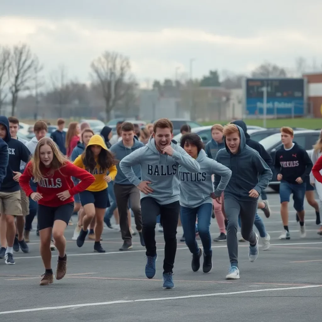 Chaos at high school football game with students involved in a fight