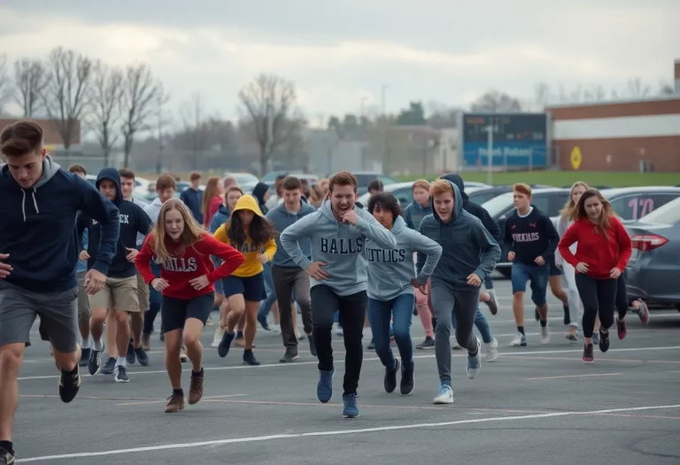 Chaos at high school football game with students involved in a fight