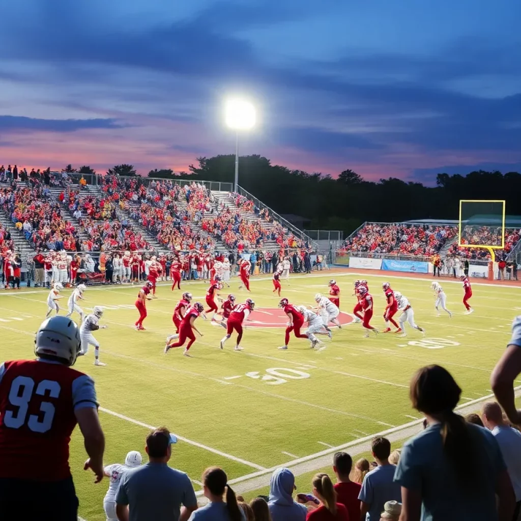 Action-packed moment during the High School Football Kickoff
