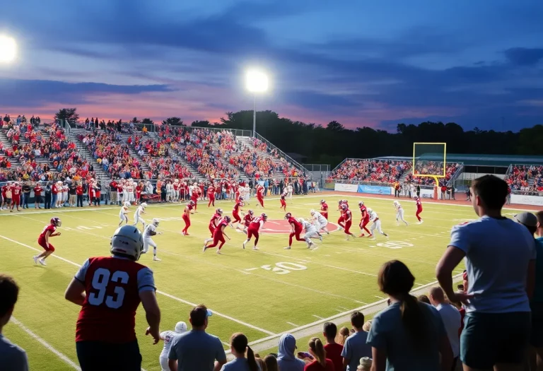 Action-packed moment during the High School Football Kickoff
