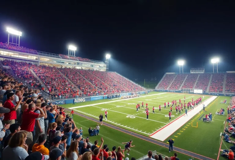 Enthusiastic fans at a high school football game