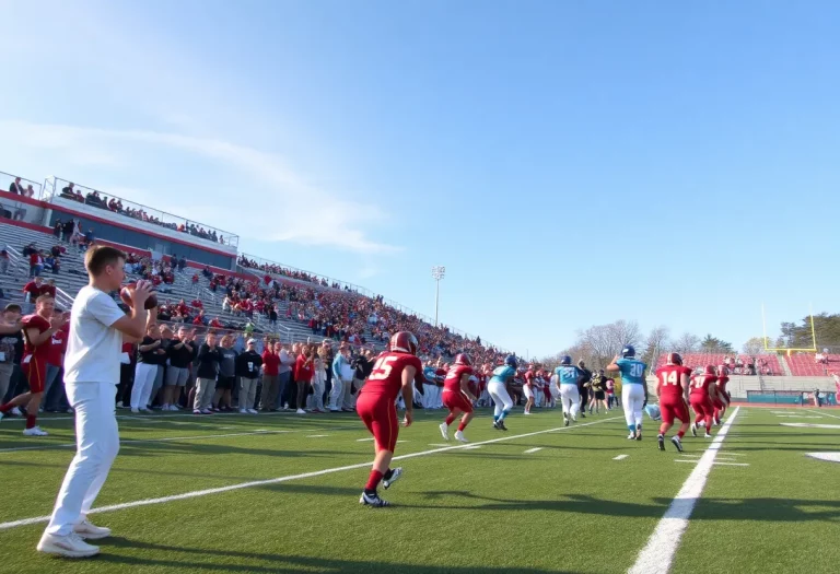 Players in action during a high school football game