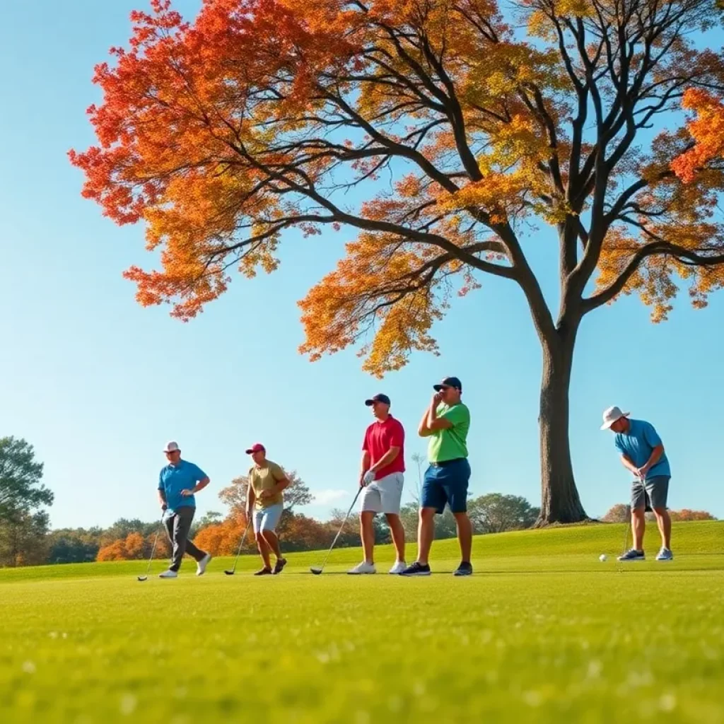 High school golfers practicing on a lush green golf course in Southwest Florida