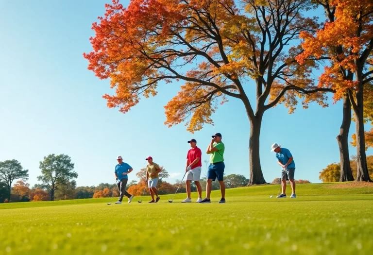 High school golfers practicing on a lush green golf course in Southwest Florida