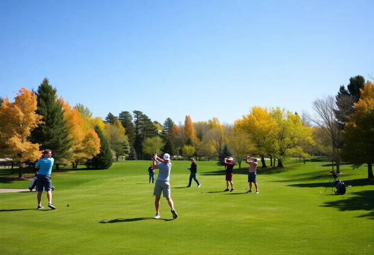 Students practicing golf on a sunny day in Wyoming