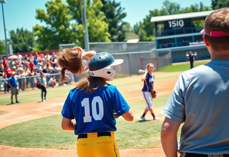 High school softball players competing on the field