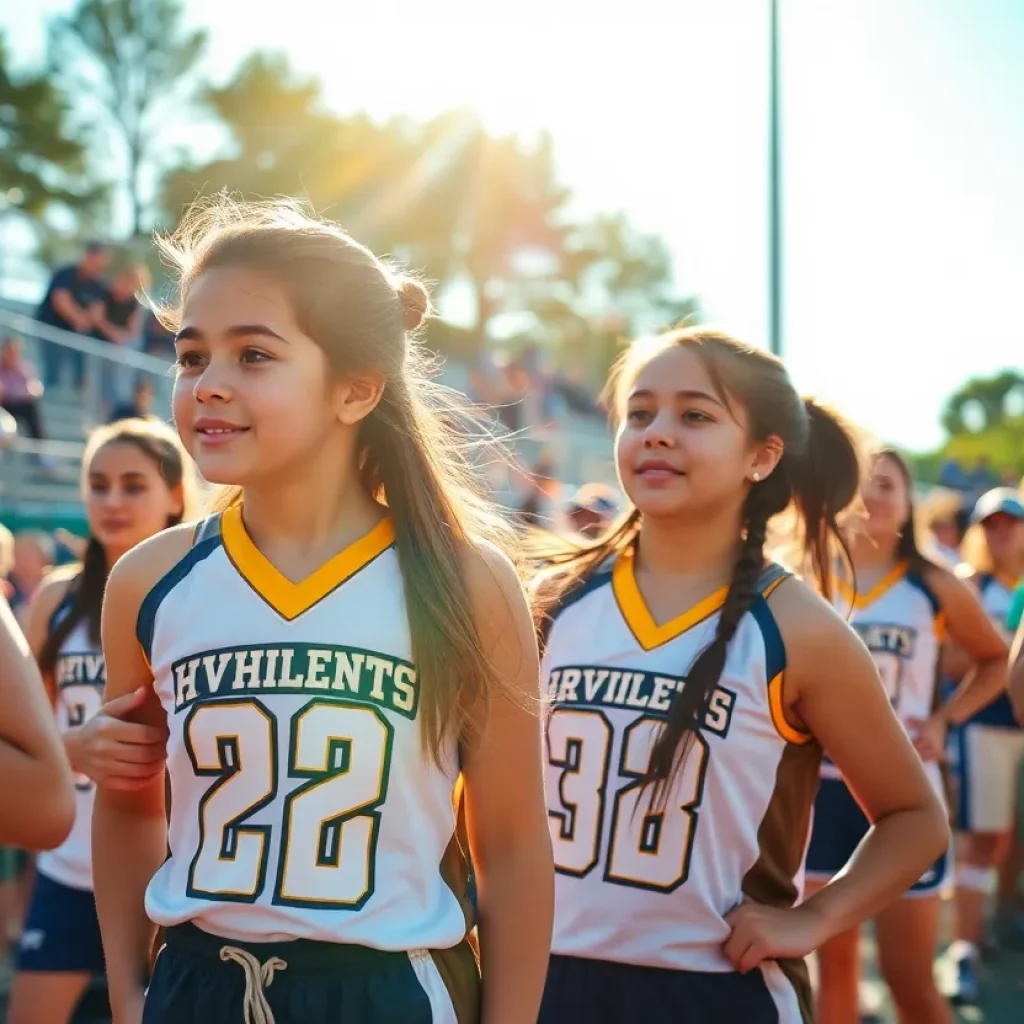 Students participating in high school sports event
