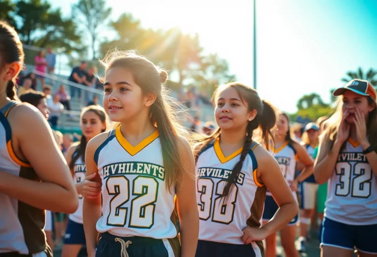 Students participating in high school sports event
