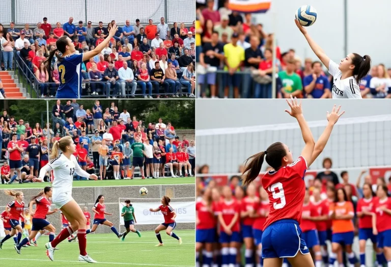 High school athletes playing soccer and volleyball