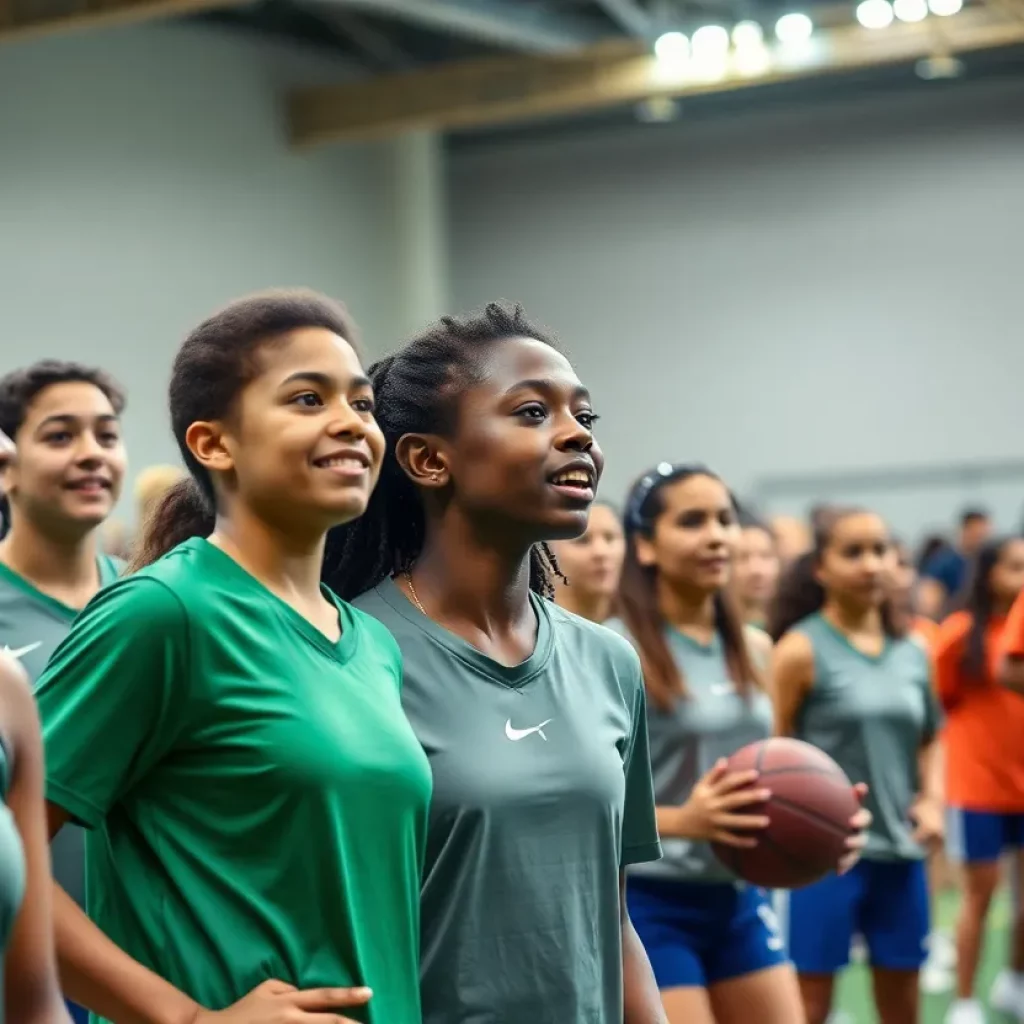 Diverse athletes competing in high school sports