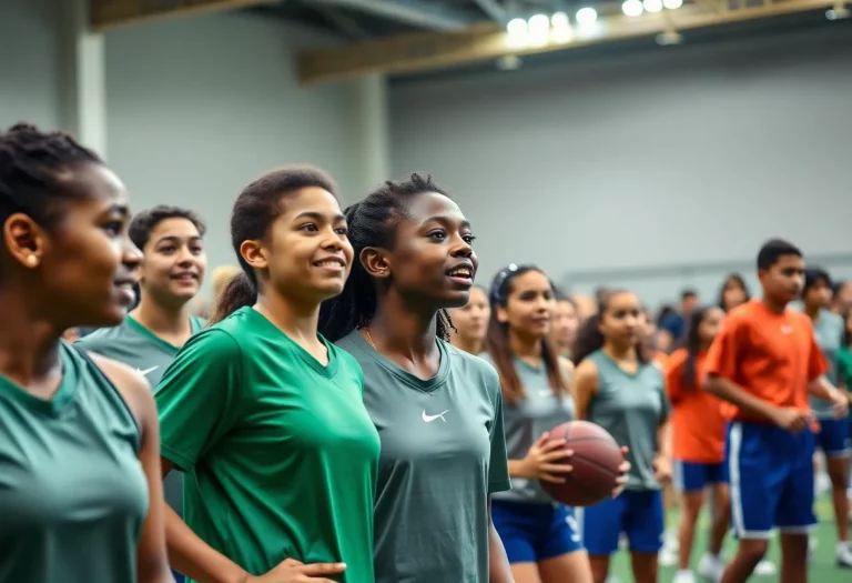 Diverse athletes competing in high school sports