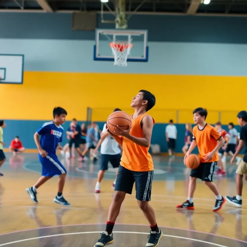 Youth basketball players practicing at Hoops By Ugland Skills Summit