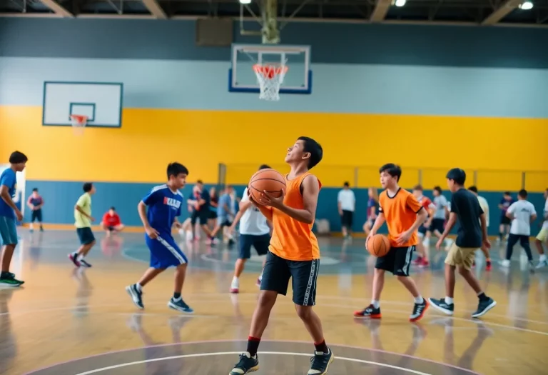 Youth basketball players practicing at Hoops By Ugland Skills Summit