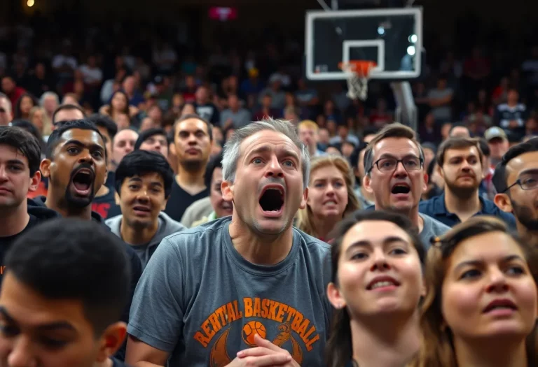Crowd reaction during a basketball tournament chaos