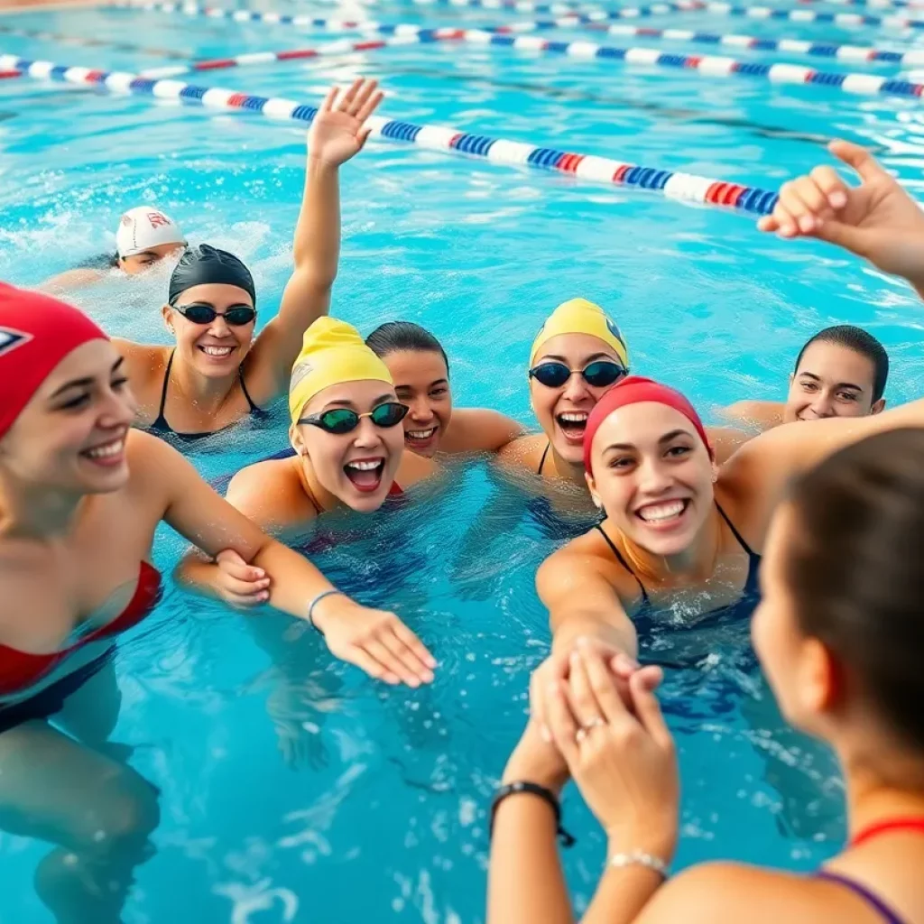 Hutchinson High School swim team practicing in the pool