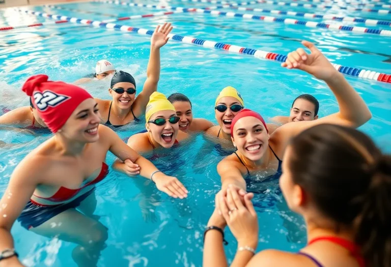 Hutchinson High School swim team practicing in the pool