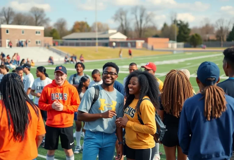 Diverse athletes participating in a track and field event.