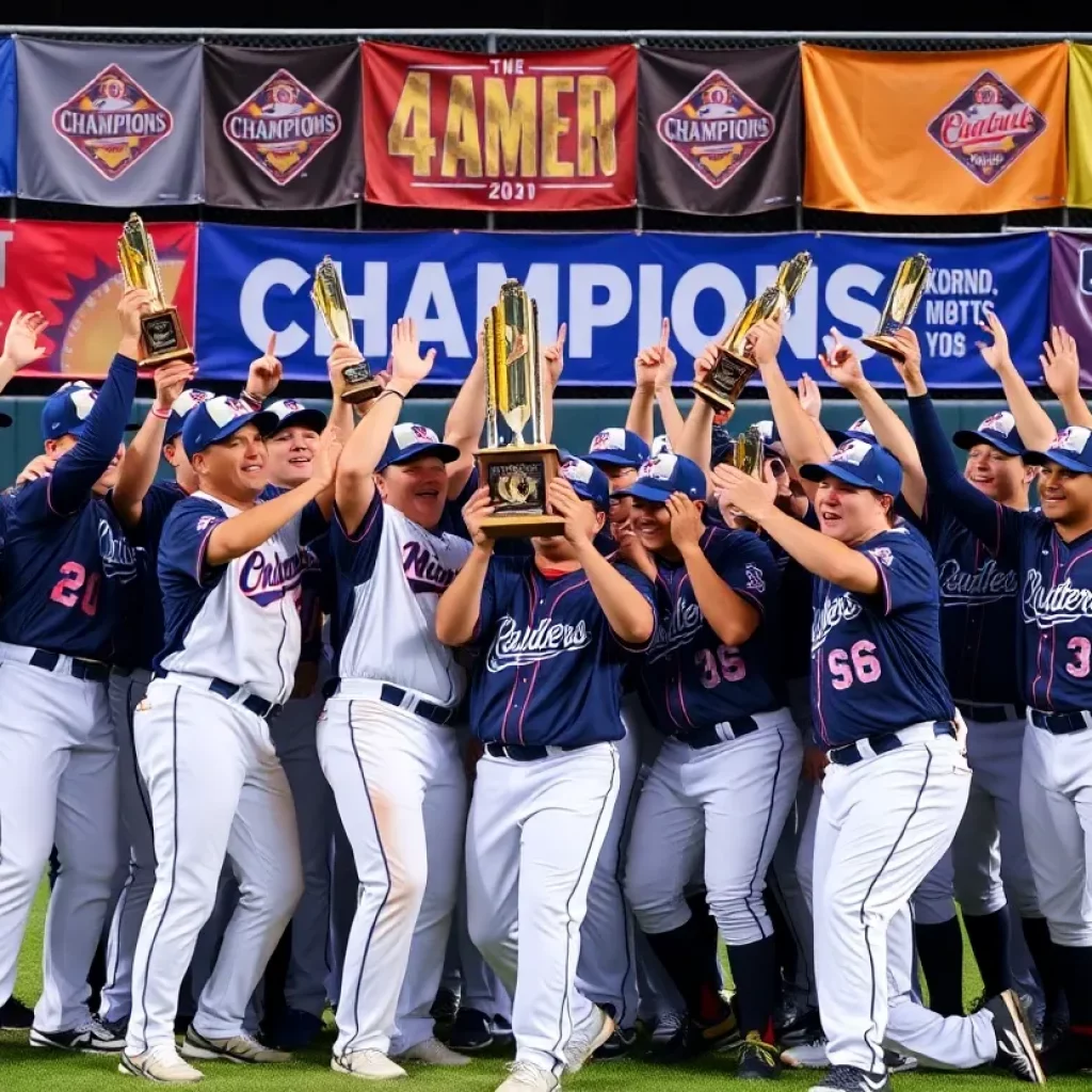 Little Hawks celebrating their state baseball championship victory