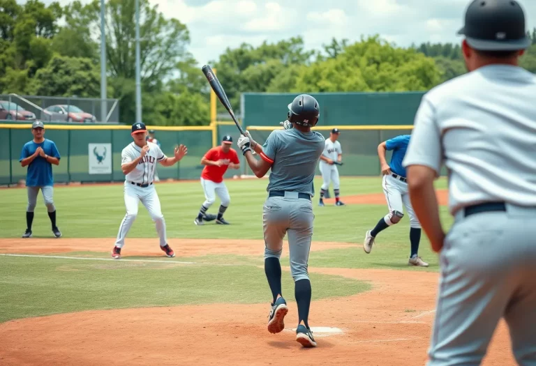 High school baseball players on the field during practice