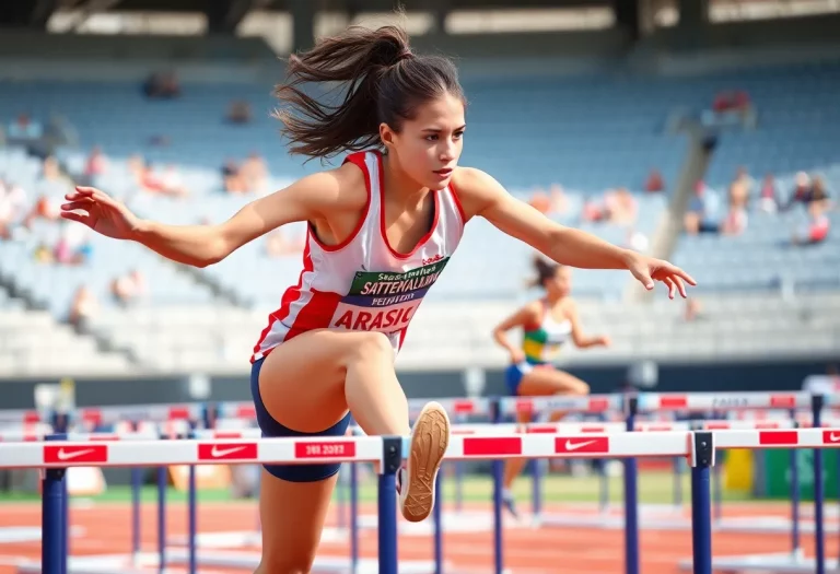 Young female athlete competing in heptathlon events