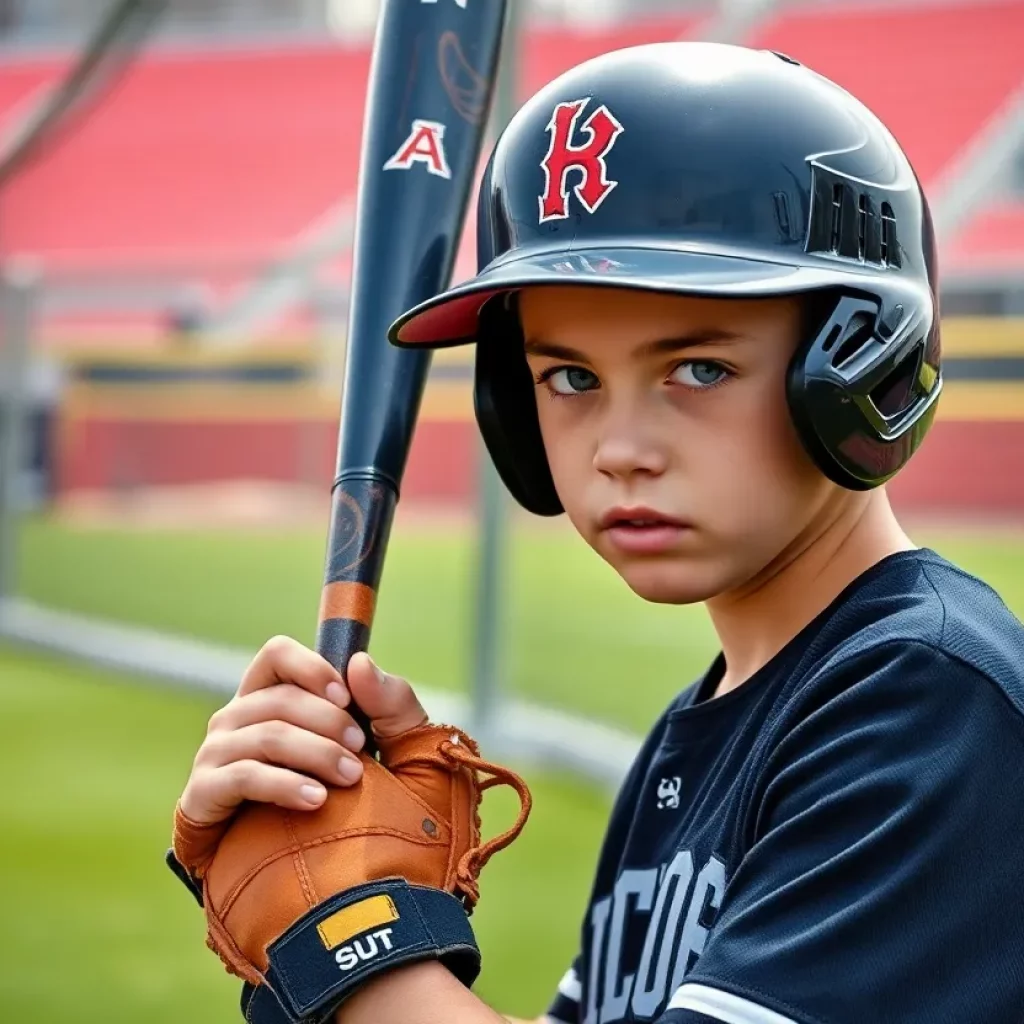 Young baseball player training at spring training facility