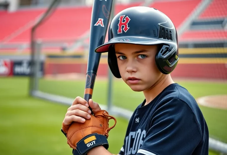 Young baseball player training at spring training facility