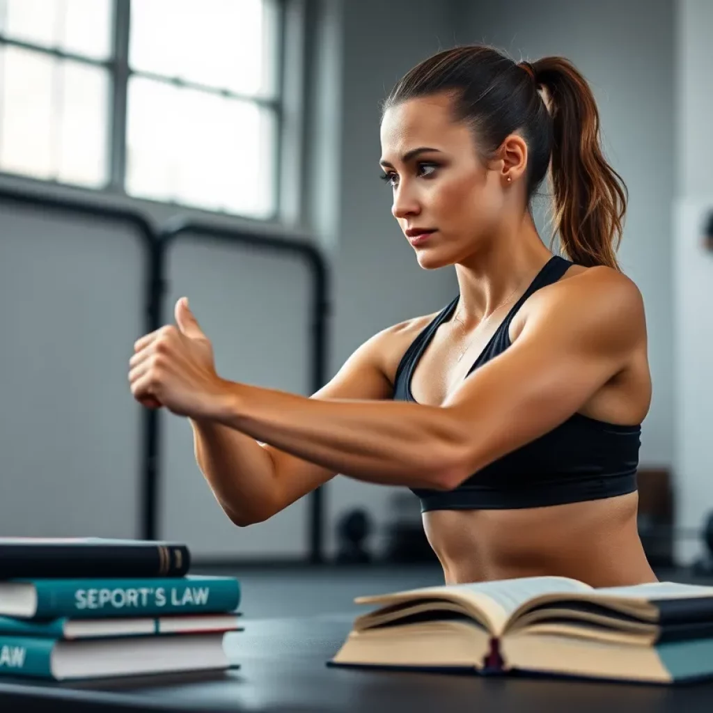 An athlete training for recovery while studying law