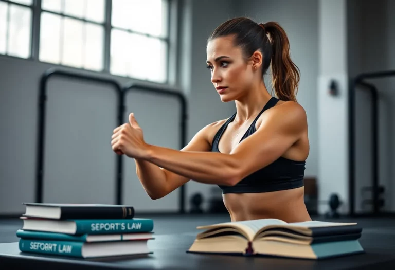 An athlete training for recovery while studying law
