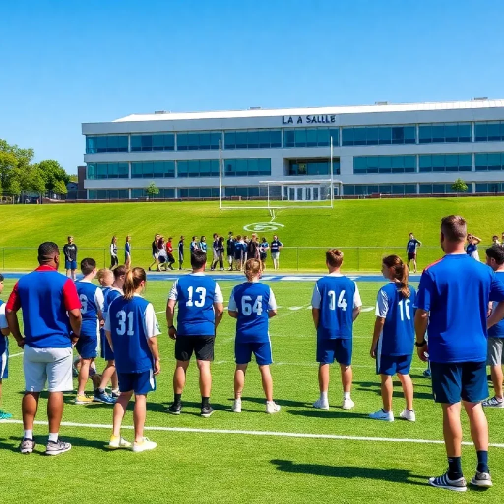 La Salle Institute athletes engaged in practice on a sunny day