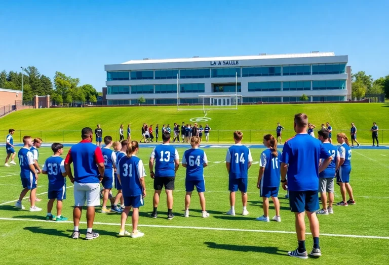 La Salle Institute athletes engaged in practice on a sunny day