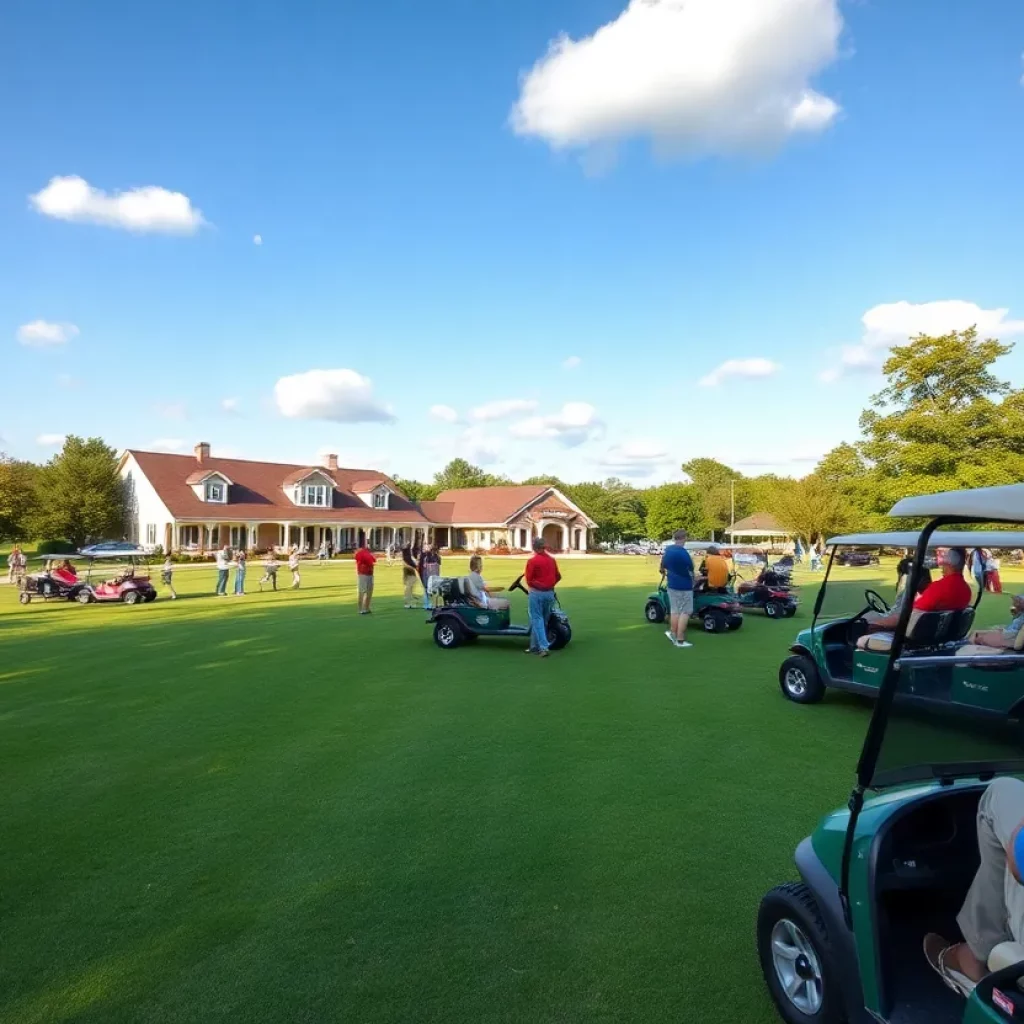 Participants enjoying a golf tournament fundraiser at Lake Minneola
