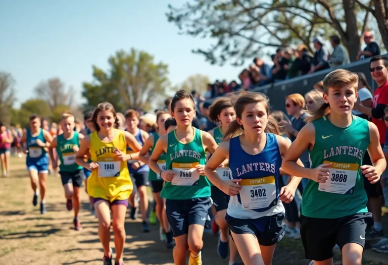 High school cross country runners competing in a race