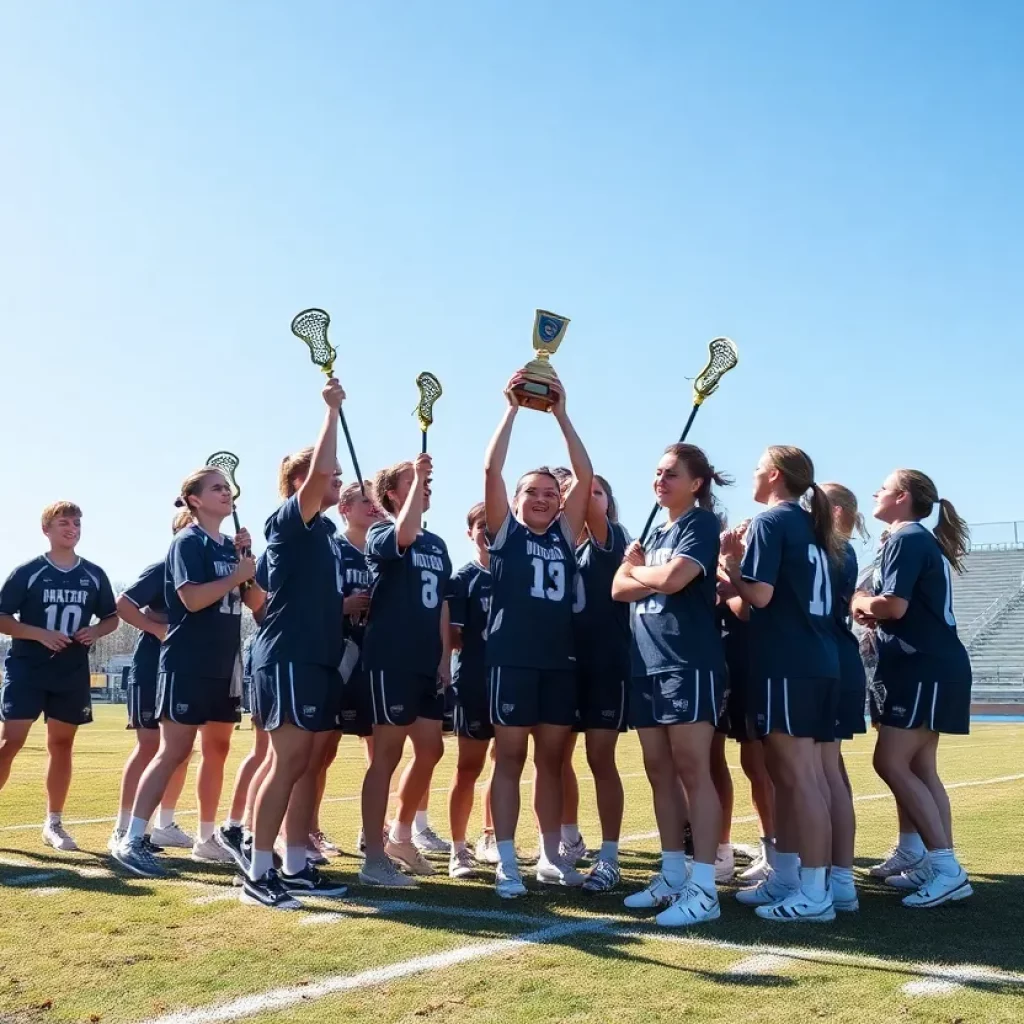 Loomis Chaffee lacrosse team celebrating their victory