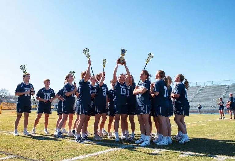Loomis Chaffee lacrosse team celebrating their victory