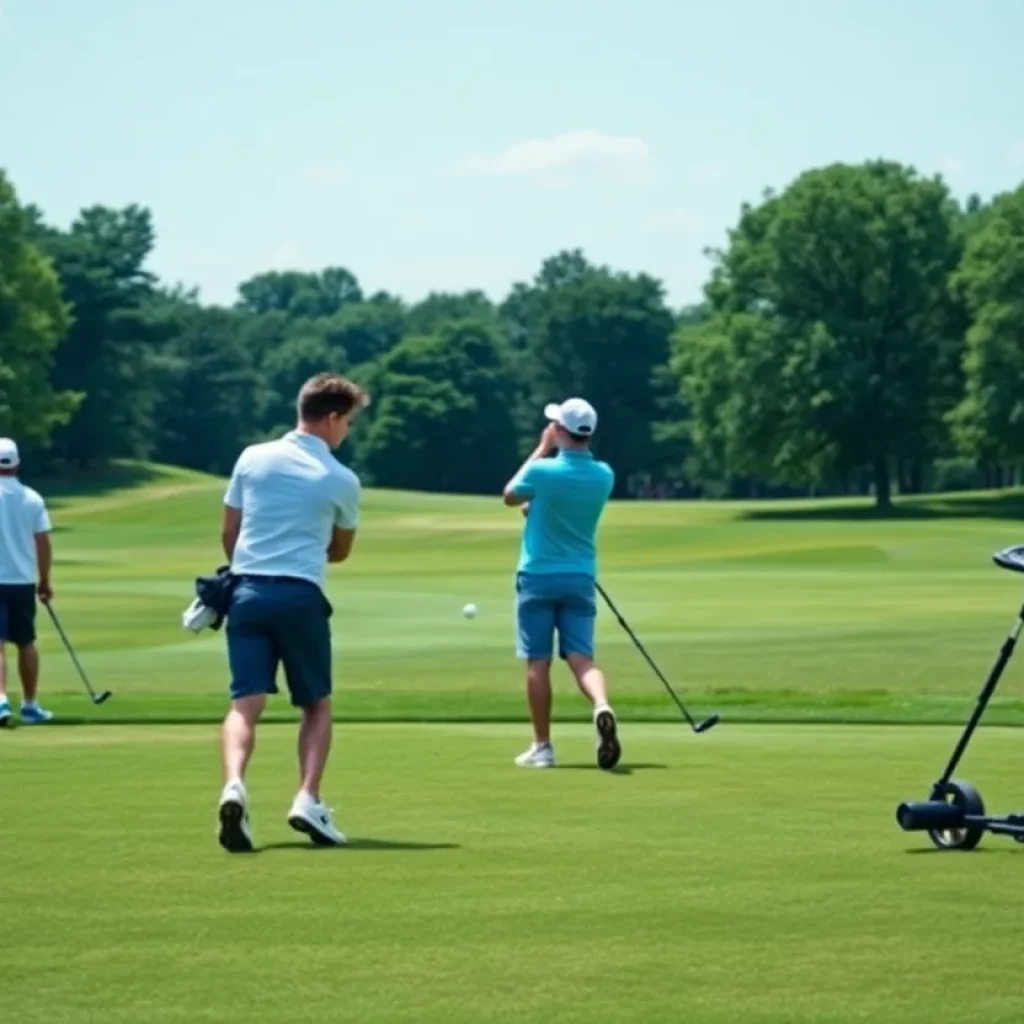Young golfers competing at the Magnolia High School golf tournament