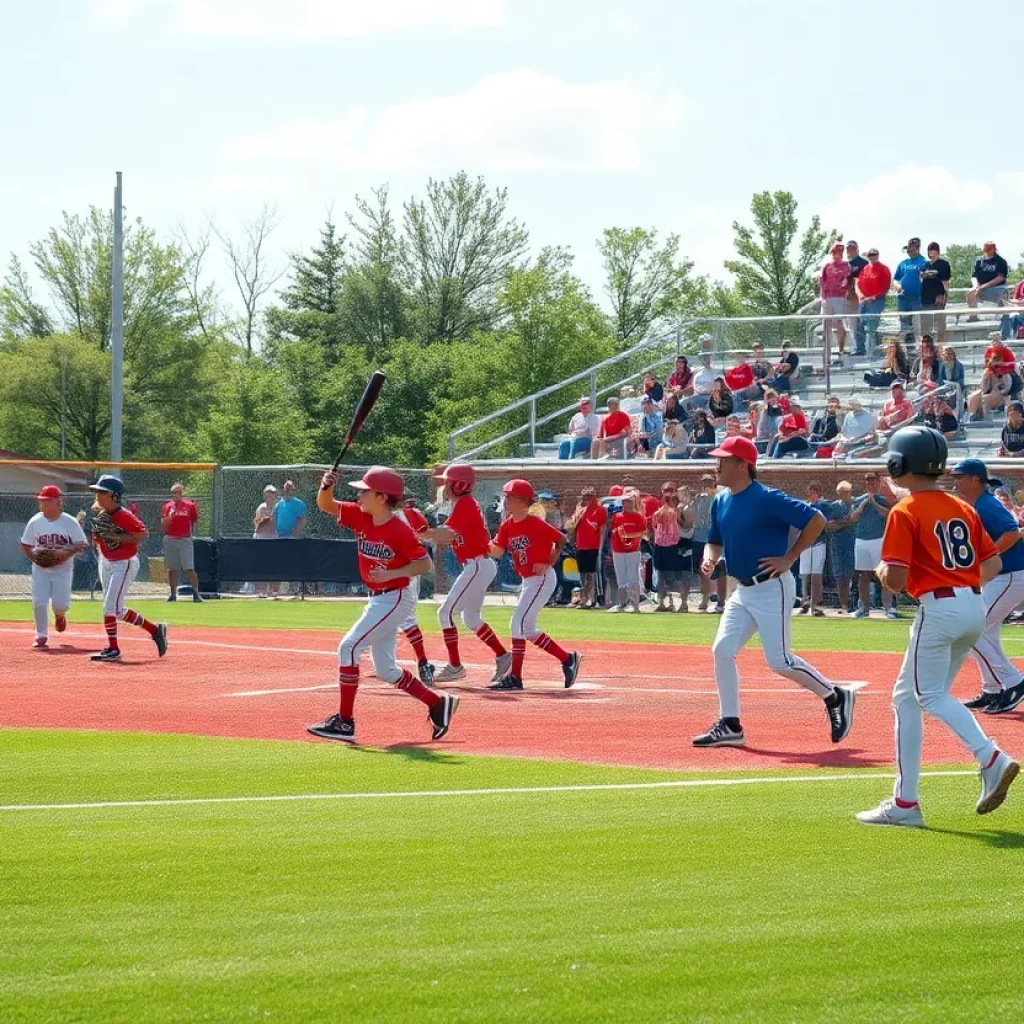 Young baseball players from Marshall County in action at the field