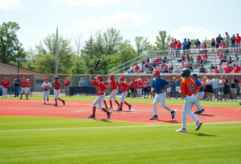 Young baseball players from Marshall County in action at the field