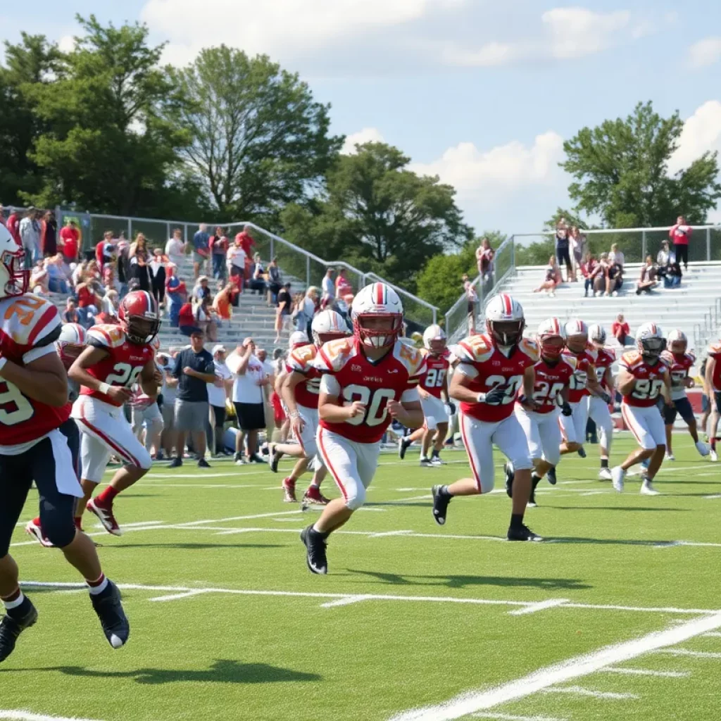High school football players practicing in Maryland
