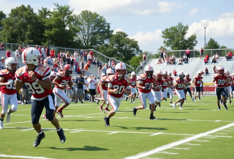 High school football players practicing in Maryland
