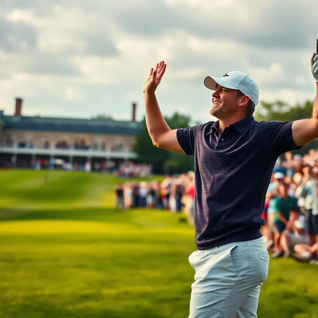 Golfer celebrating a win at the U.S. Amateur Championship