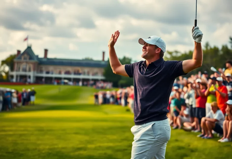 Golfer celebrating a win at the U.S. Amateur Championship