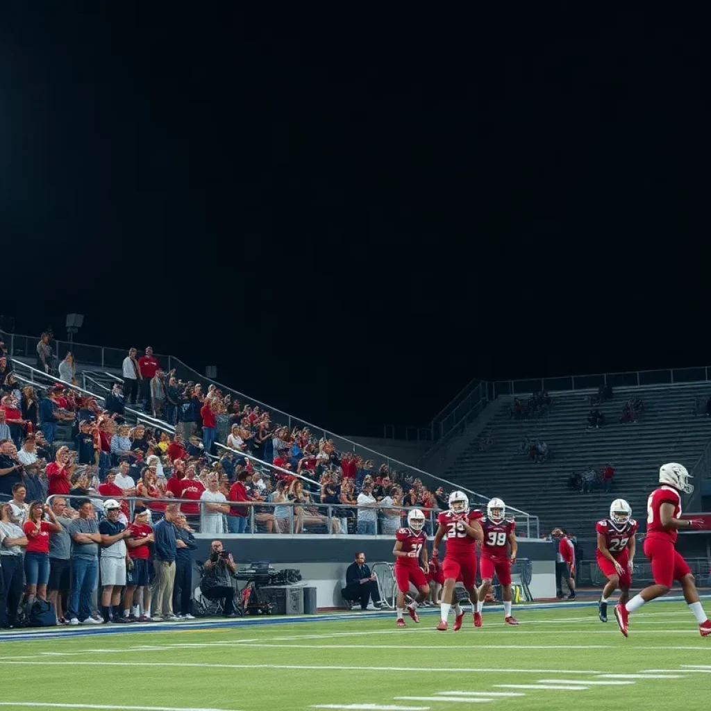 Exciting high school football action between Mater Dei and St. Thomas Aquinas