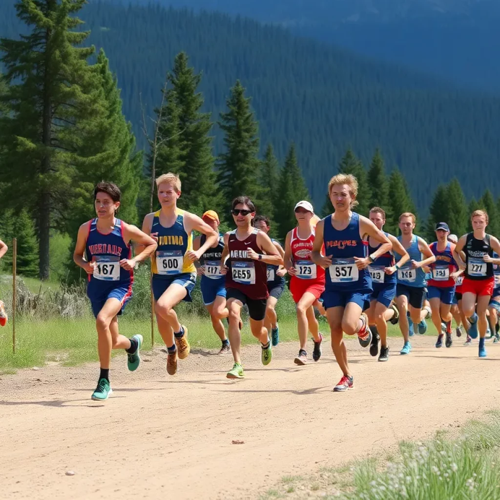 Meeker Cowboys cross country runners racing with determination