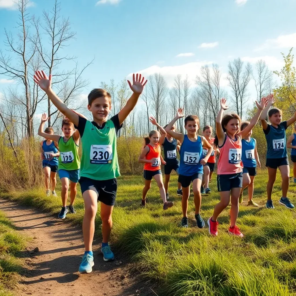 Young athletes warming up for a cross country race