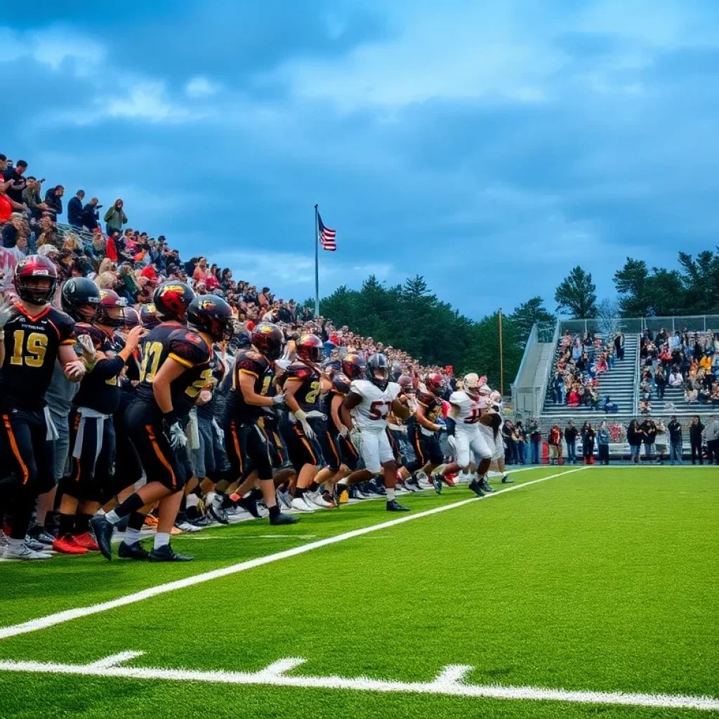 High school football players in action at a game in Metro Detroit